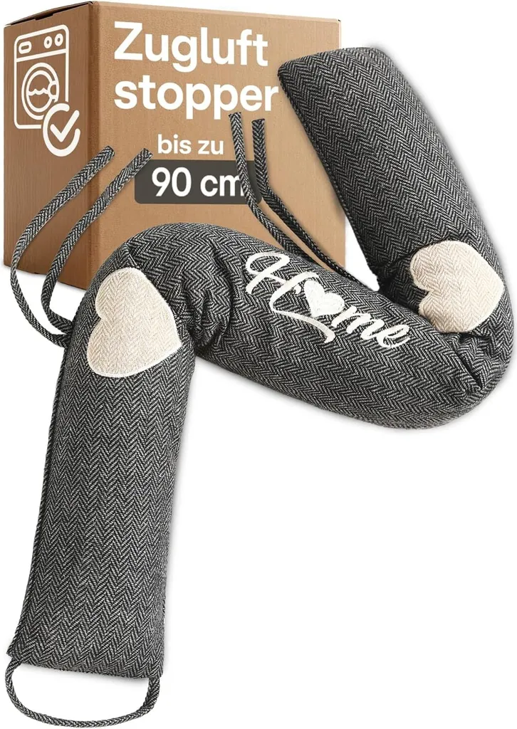 Coupe-courant d'air 90cm extra lourd lavable gris pour porte et fenêtre