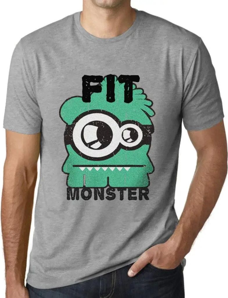 Herren Grafik T-Shirt Fit-Monster – Fit Monster – Öko-Verantwortlich Vintage Jahrgang Kurzarm Lustige Druck Geburtstag Geschenk Mann