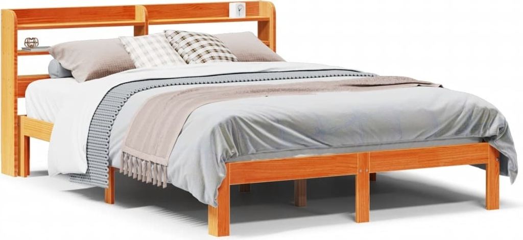 “2026 Moderne“Doppelbett/Jugendbett, Massivholzbett ohne Matratze Wachsbraun 120x200cm Kiefernholz - Klassische Betten,Bettrahmen Designermöbe...