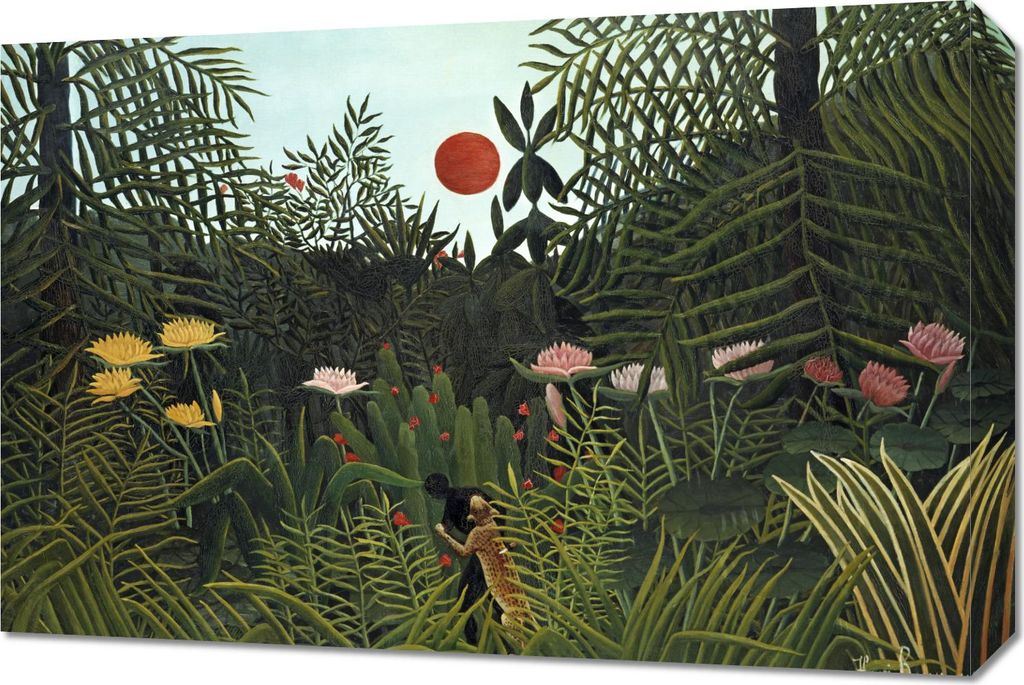 Bild 60x40cm Virgin Forest, Rousseau Vintage für das Wohnzimmer