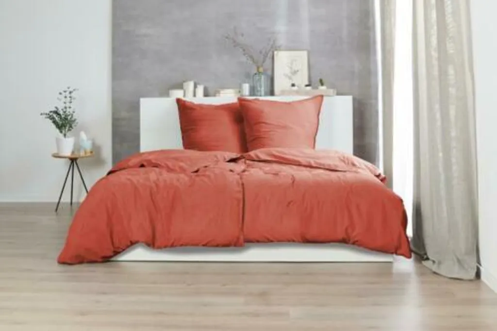 Housse de couette anti-plis en satin de coton avec fermeture éclair facile