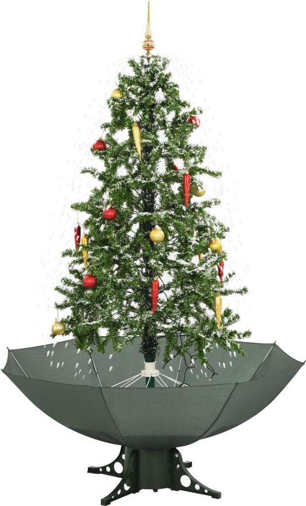 vidaXL Schneiender Weihnachtsbaum mit Schirmfuß Grün 170 cm