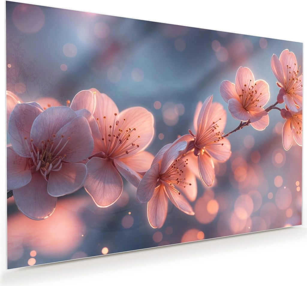 Glasbild 90x60cm in XXL für Wohnzimmer, Schlafzimmer Motiv Blühender Zweig