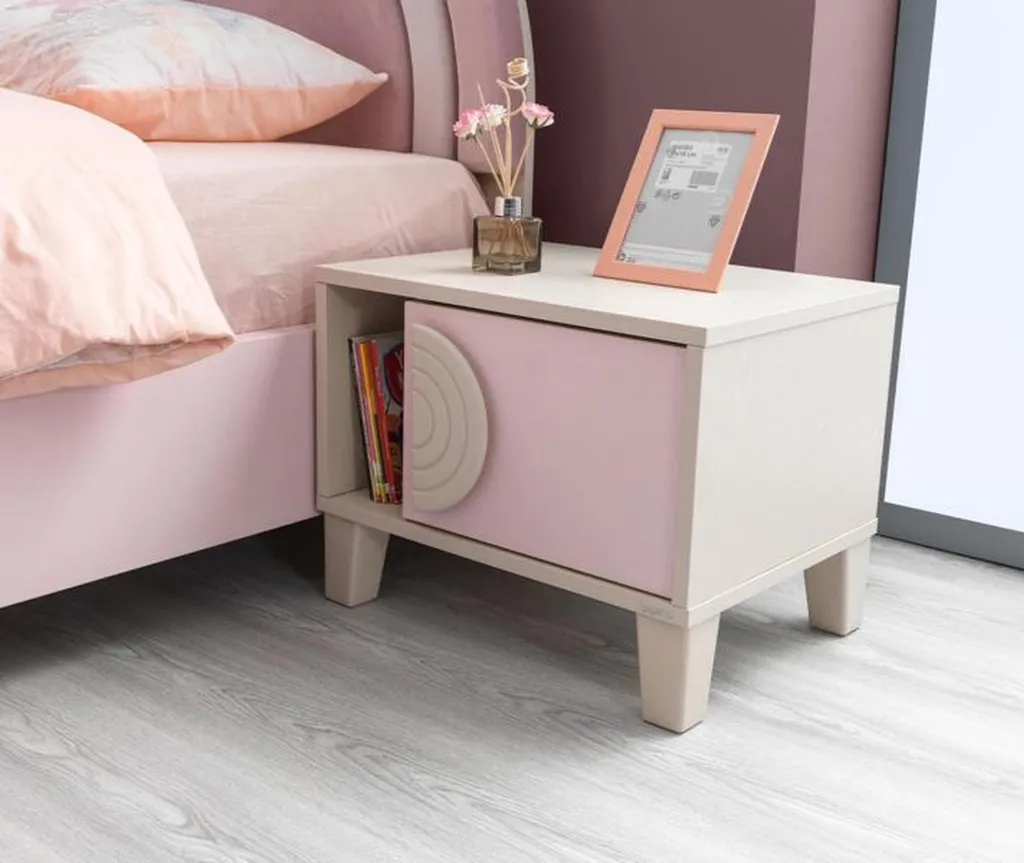 Table de chevet rose design luxe moderne en bois de haute qualité - Modèle V1