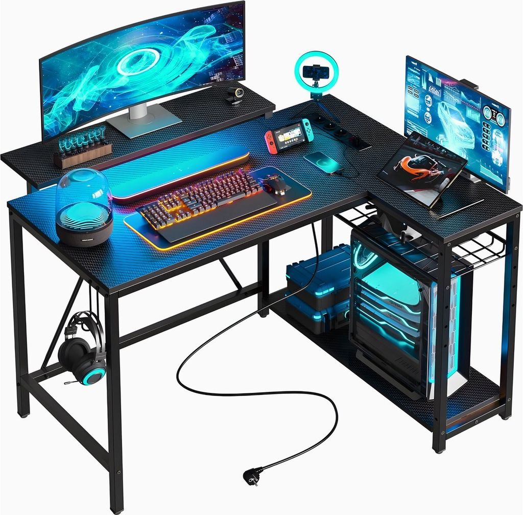 Five Stars® L-förmiger Gaming Schreibtisch - Computertisch Produktbild 1
