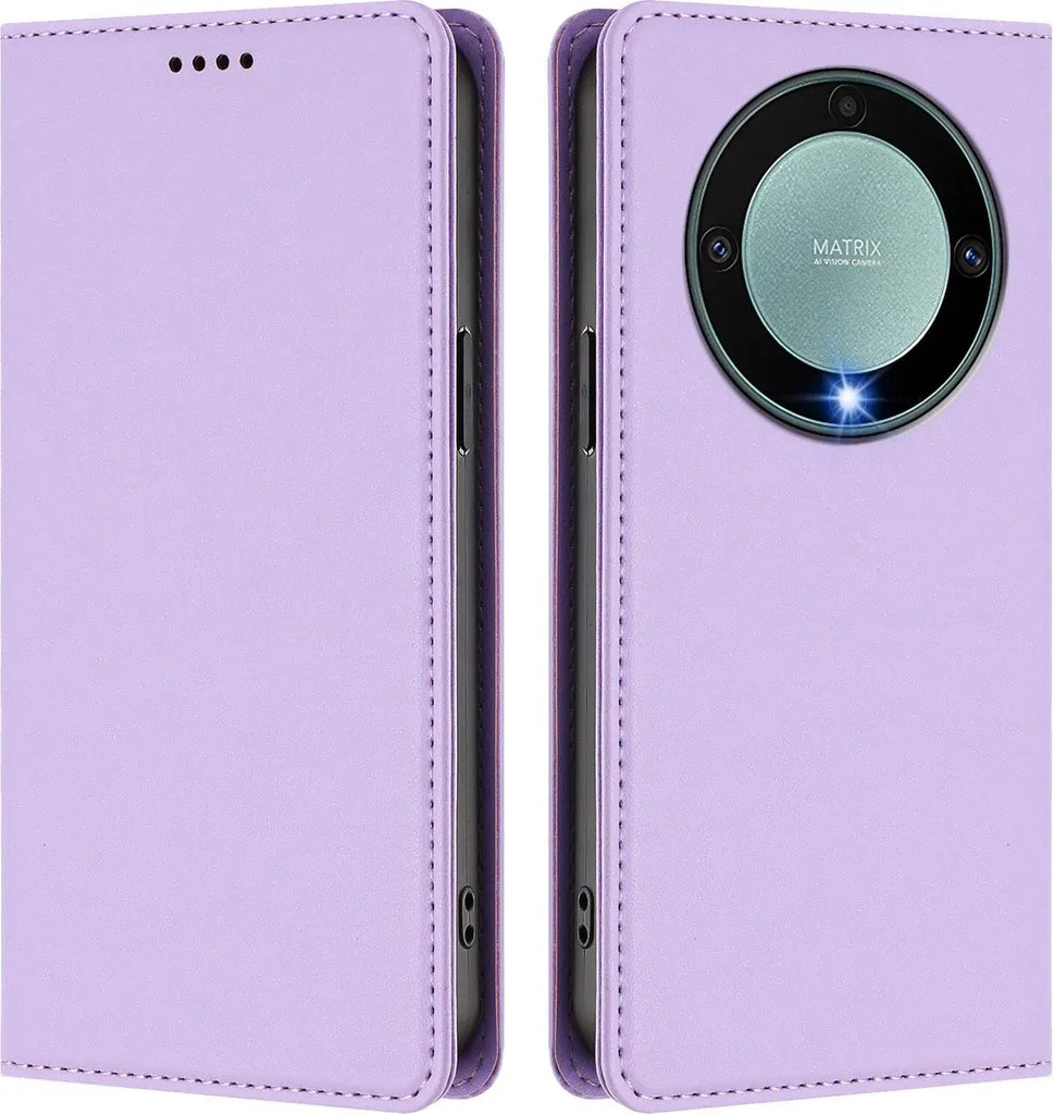 Cover Viola Chiaro Honor Magic5 Lite/X9A: Pelle PU con Stand e Magnete