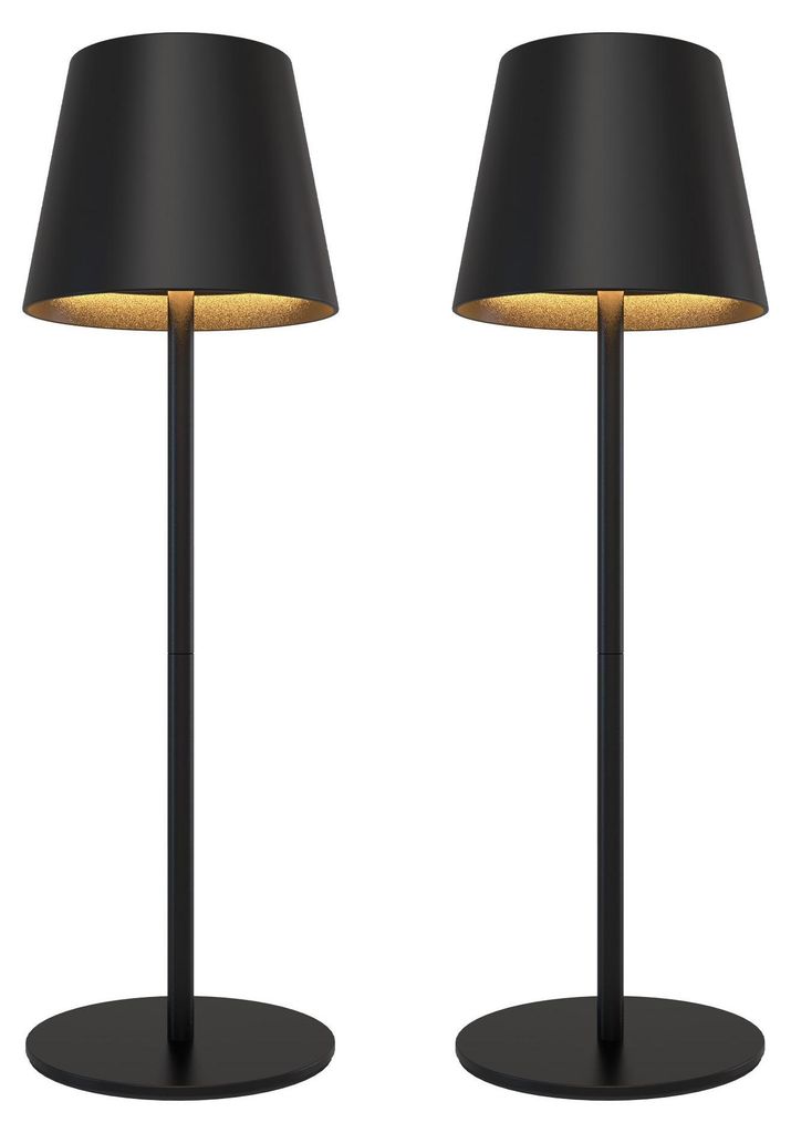 Ledvion 2x Wiederaufladbare LED Tischleuchte Mattschwarz Produktbild 