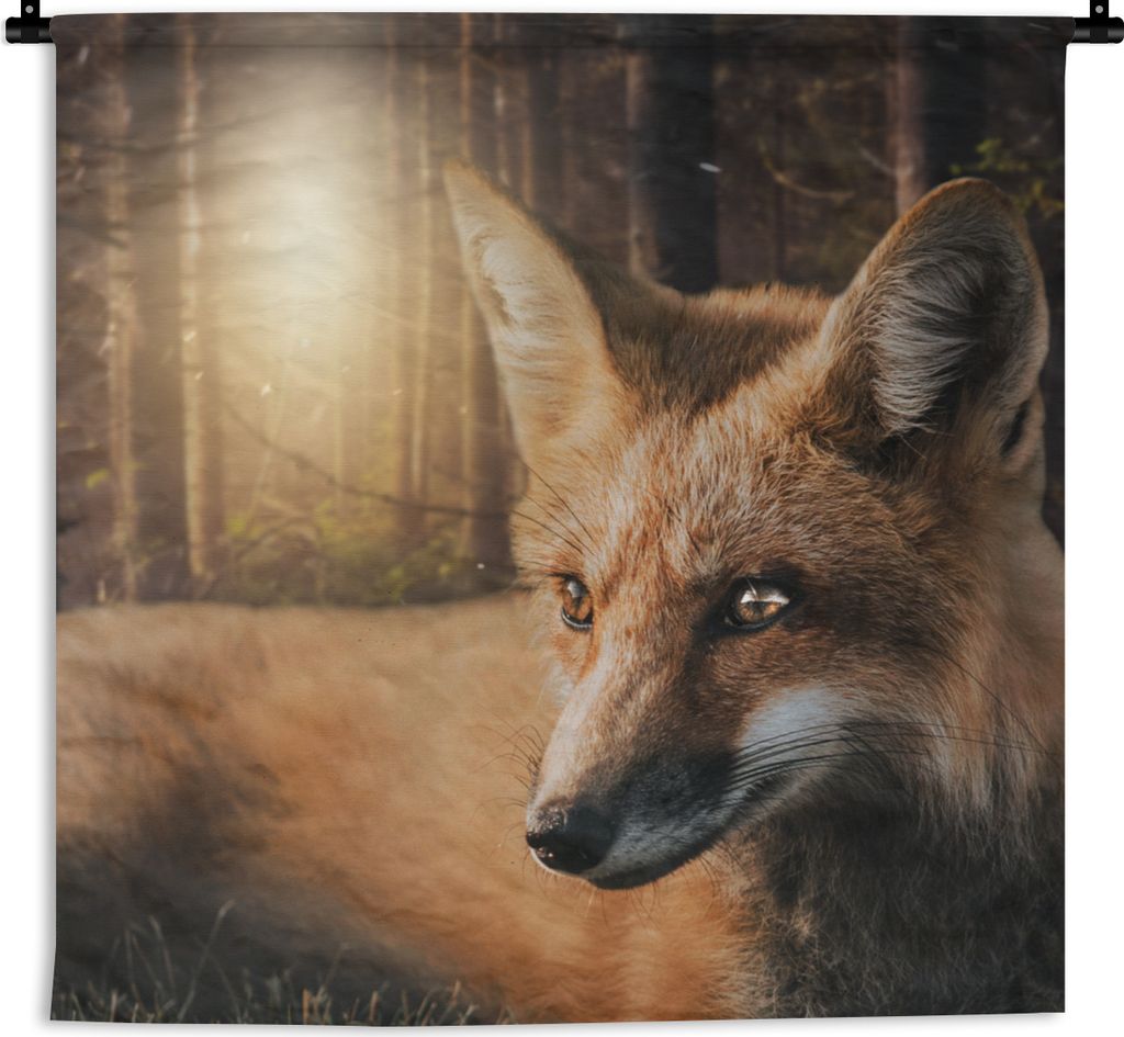 MuchoWow Wandteppich Wandbehang Tiere - Fuchs - Wald 150x150 cm Tapisserie Dekoration Wandtuch - Wohnaccessoires - Modernes