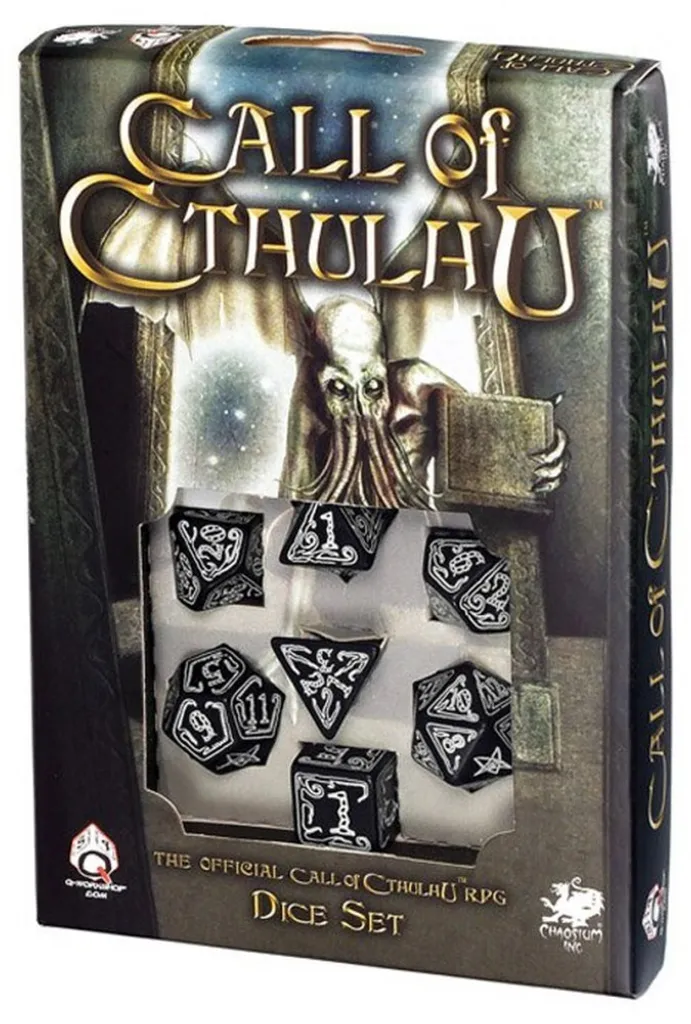 Dés de JdR Cthulhu phosphorescents - Set de 7 pièces Noir et Lumineux