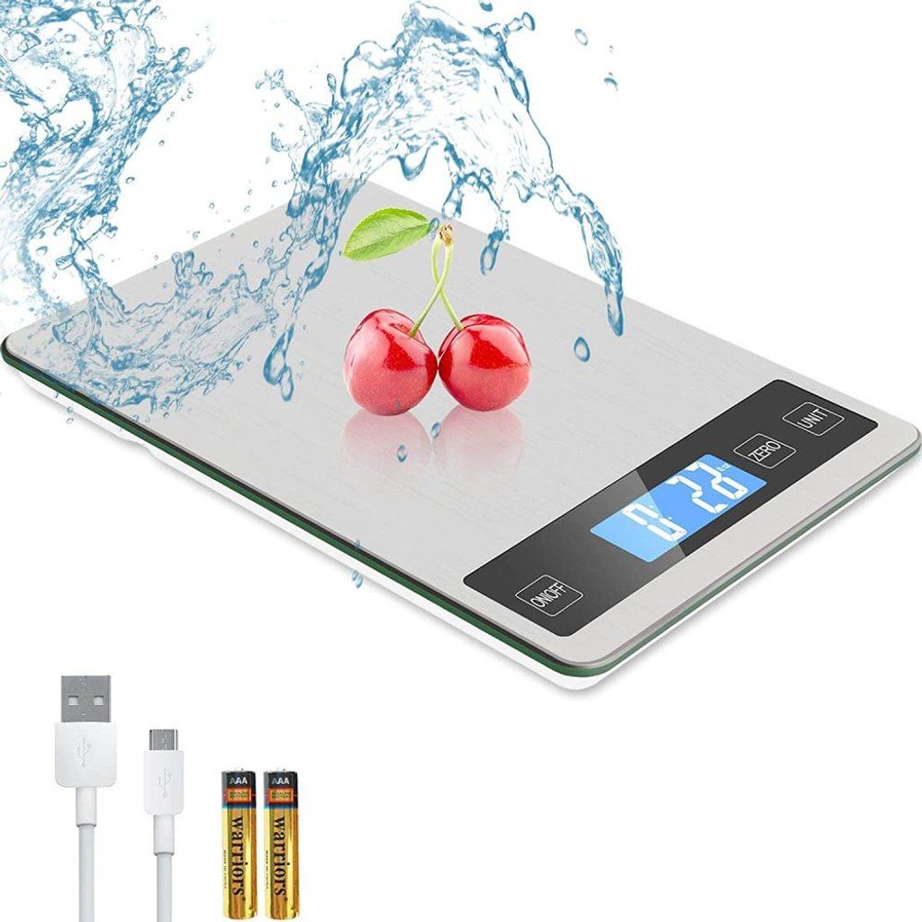 Zibet Lebensmittelwaage, 33 lb/15 kg, wiederaufladbare digitale Küchenwaage, 1 g/0,1 oz genaue Graduierung, Unzen und Gramm zur Gewichtsabnahme, w...