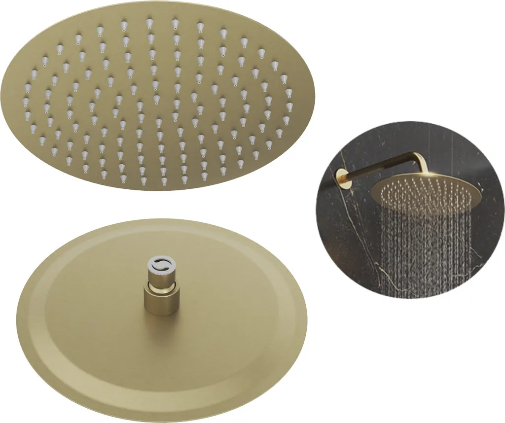 Soffione Granitan 25 cm Oro Spazzolato | Accessorio Bagno Minimalista