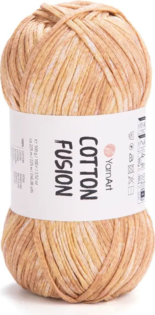 YarnArt Baumwolle Fusion - 100% Baumwolle, 100g, 225m - Orange-Beige Melange