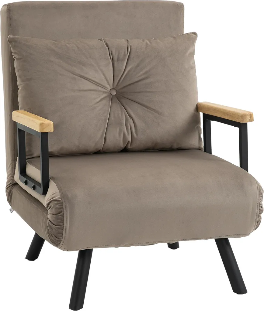 Fauteuil convertible Fortuna Lai 63x73x81 cm en velours marron clair