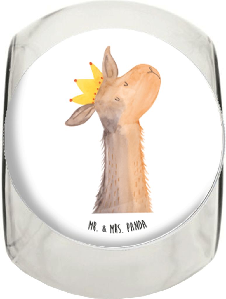 Mr. & Mrs. Panda Bonboniere Lamakopf König XL 2000ml - Weiß - Geschenk, Vorratsdose, Lama, Lamas, Freundin, Mama, Kaffeedose, schraubglas, Süßi...
