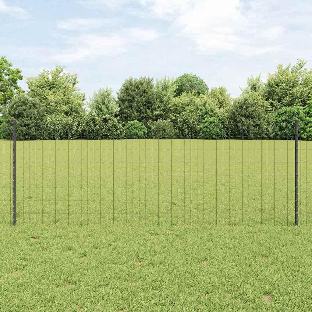Zaun mit Pfosten Grau 0,8 x 10 m Stahl und PVC