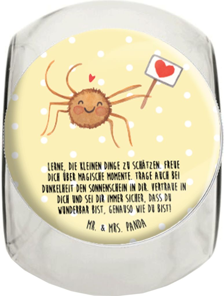 Mr. & Mrs. Panda Teedose Spinne Agathe Motivation XL 2000ml - Gelb Pastell - Geschenk, Vorratsglas, Vorratsbehälter, Dankeschön, Liebe, Bonbonier...