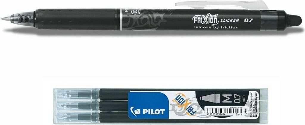 Frixion Clicker 0.7 schwarz + 3 Ersatzminen schwarz