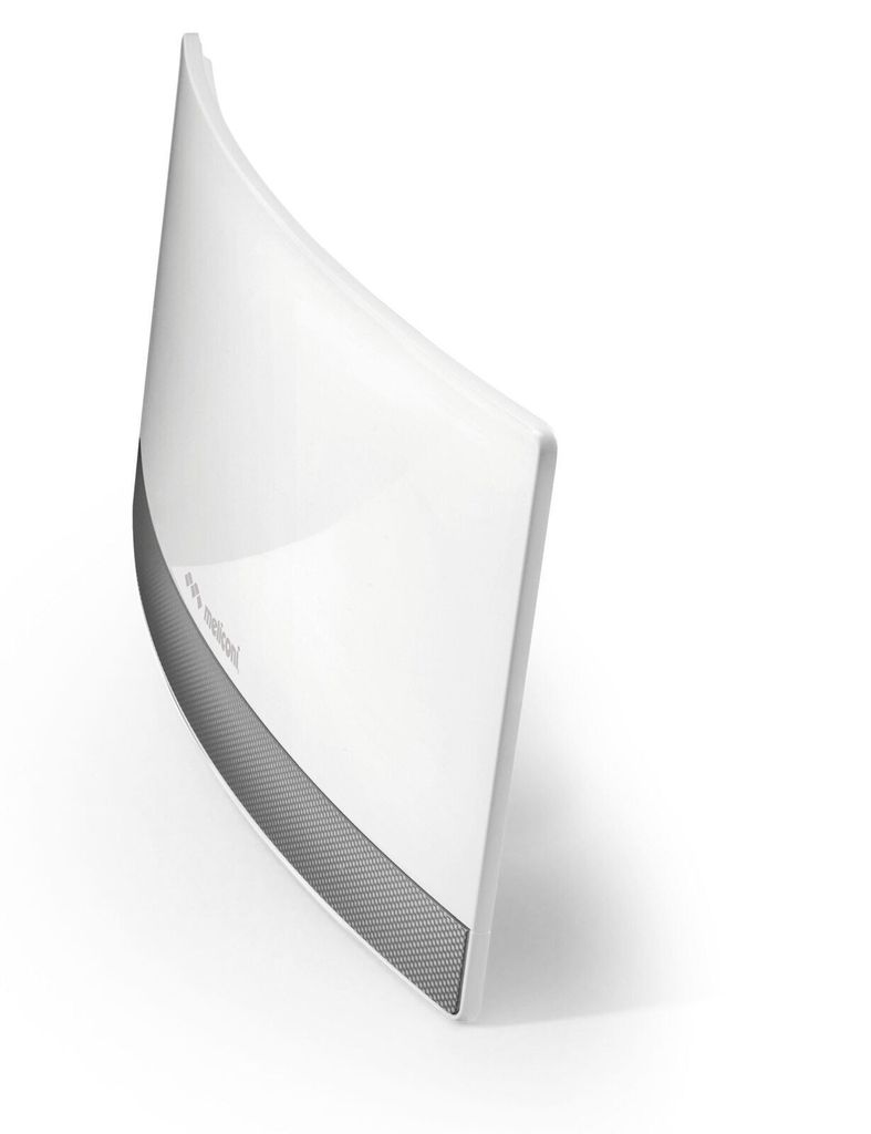 A white, curved object with a gray textured strip along the bottom edge, presented against a white background.