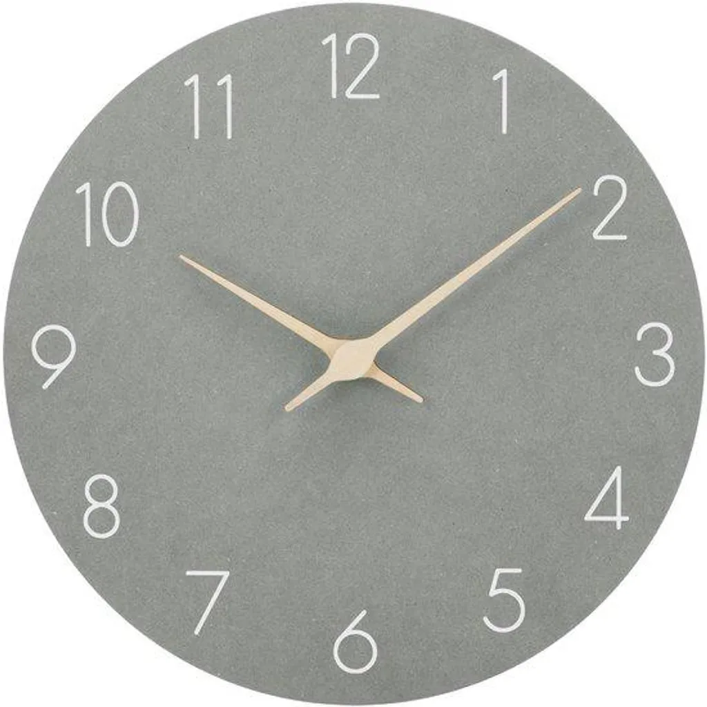 Horloge de cuisine moderne 25 cm silencieuse grise MDF facile à poser