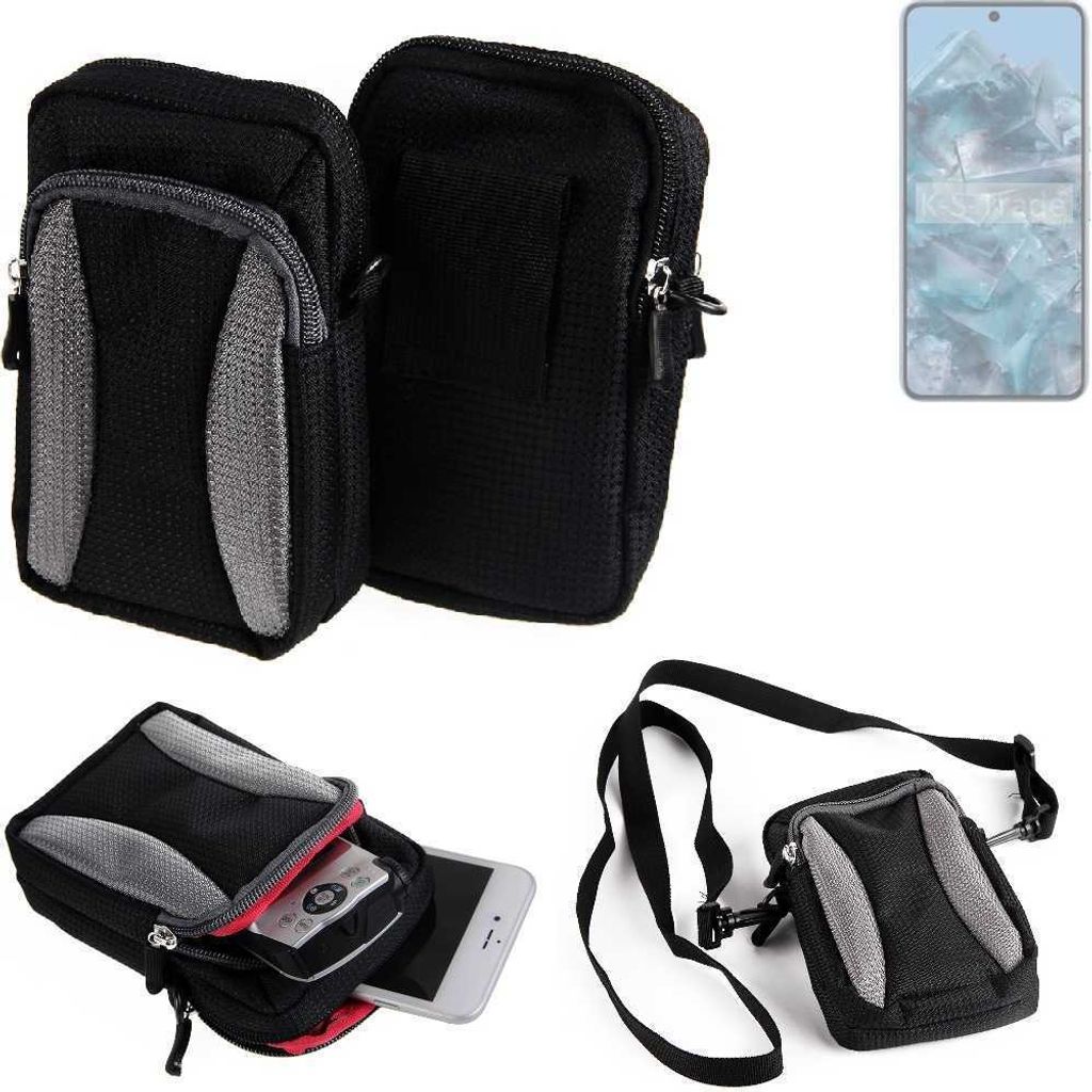 K-S-Trade Holster Schutz Hülle kompatibel mit Google Pixel 8 Pro Handy Hülle Gürteltasche Umhängetasche mit Zusatzfach schwarz