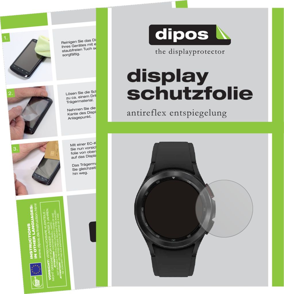 1x Schutzfolie für Samsung Galaxy Watch 4 (40 mm) matt Displayschutzfolie Folie Display Schutz dipos