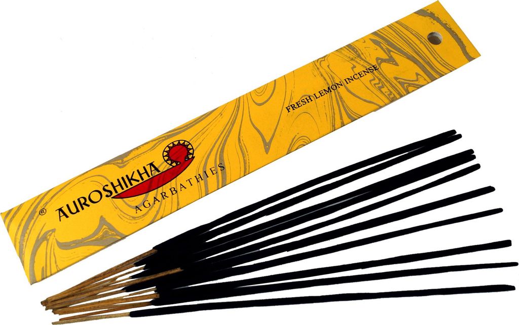 Auroshikha Räucherstäbchen - Fresh Lemon Incense, Gelb, 23*3,5*0,3 cm, Indische Räucherstäbchen