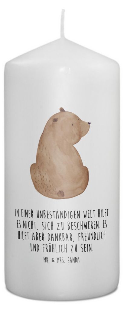 Mr. & Mrs. Panda Kerze Bär Schulterblick 15 x 7 cm - Weiß - Geschenk, Weltansicht, Bären, Selbstachtung, Weisheit, Teddy, Bedruckte, Motivation,...