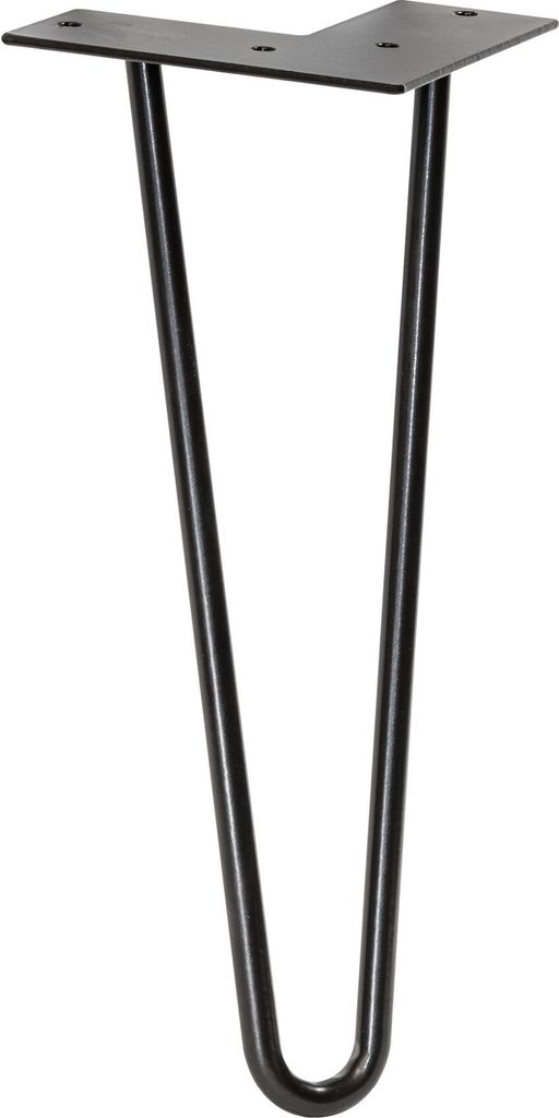 WAGNER Möbelbein HAIRPIN LEG Retro - 12 x 12 x 30 cm, BAUSTAHL LOOK, eisen matt, Bein schräg & Anschraubplatte - 12823001