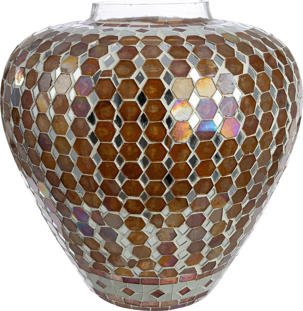 Grand vase graphique en verre brun Allegra Gilde bauchig 23 cm