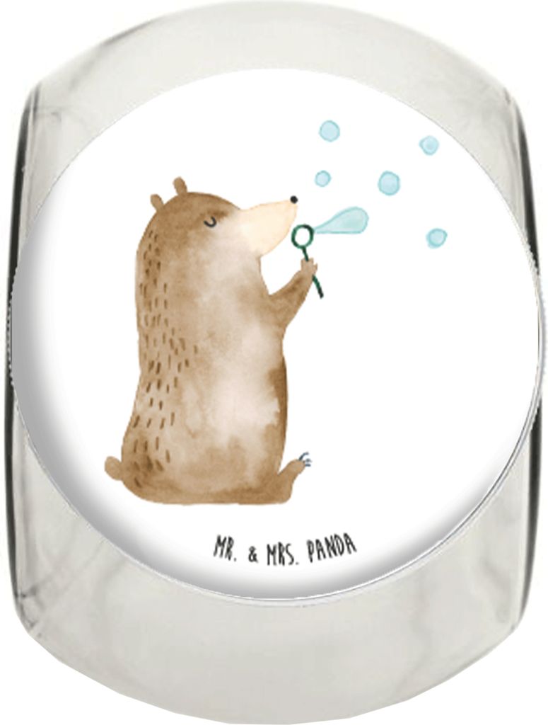 Mr. & Mrs. Panda Bonbonglas Bär Seifenblasen XL 2000ml - Weiß - Geschenk, Bonboniere, Teddy, Kaffeedose, Vorratsglas, glasbehälter, Teedose, kek...