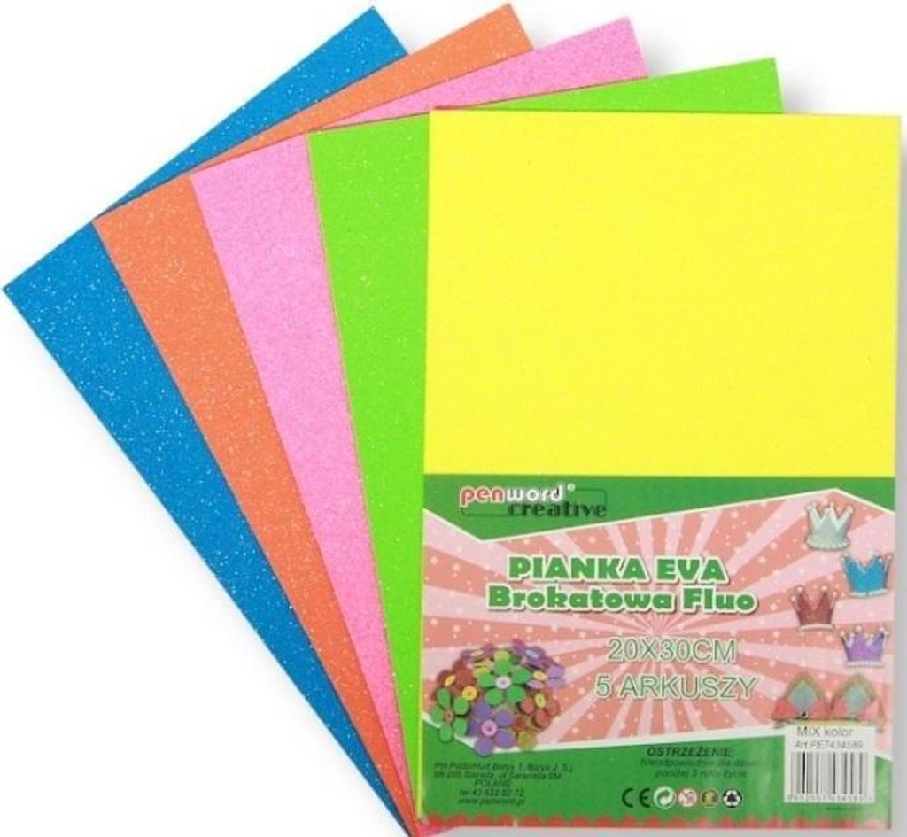 Pianka fluo brokatowa 20x30cm 5szt