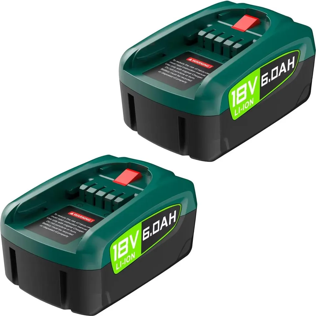 Batteria di ricambio PBA 18V - Pacco batteria Li-Ion - Confezione da 2 - Minimo 3500 mAh - Compatibile con PBA/PSB/PSR 18V - Grigio