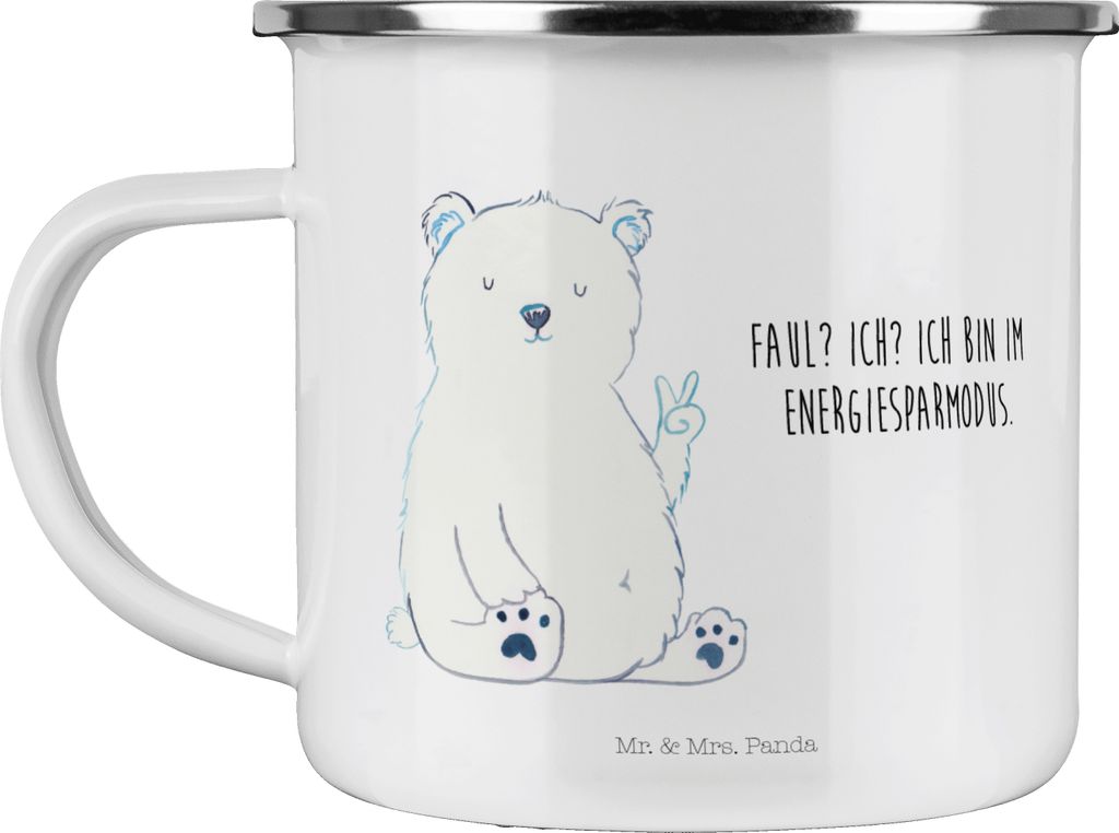 Mr. & Mrs. Panda becher emaille Eisbär Faul - Weiß - Geschenk, Teddy, Haferl, Nordpol, Tasse, Pott, Homeoffice, Motivtasse, Teetasse, Büro, Arbe...