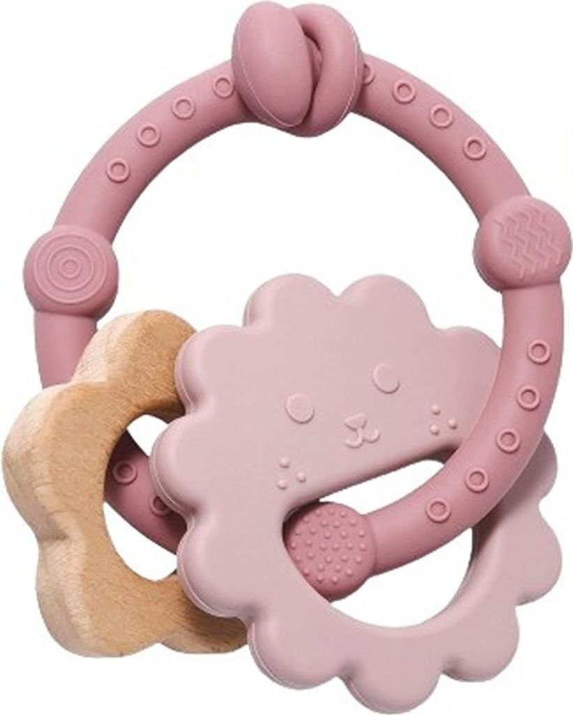 Sensory Baby Beißring mit Halter 3 Stück Rosa