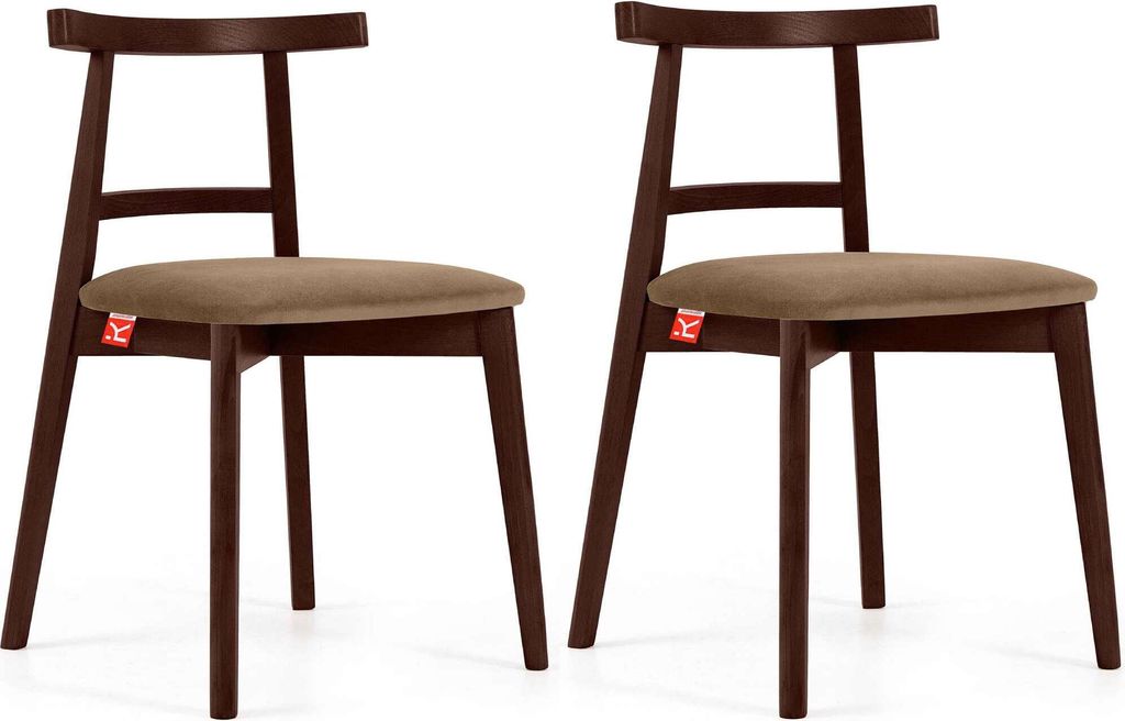 KONSIMO Esstischstühle 2 St "LILIO", Beige, Buchenholz, Vintage, 47x76,5x45cm