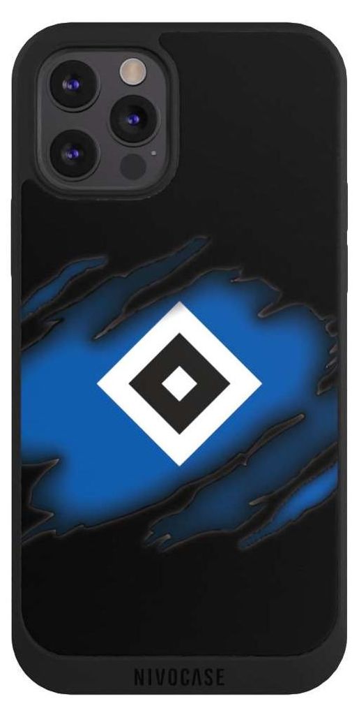 NIVOCASE Handyhülle für Apple iPhone 12 Pro Hülle NIVOpure Case Schwarz HSV Hamburger SV Offizielles Lizenzprodukt