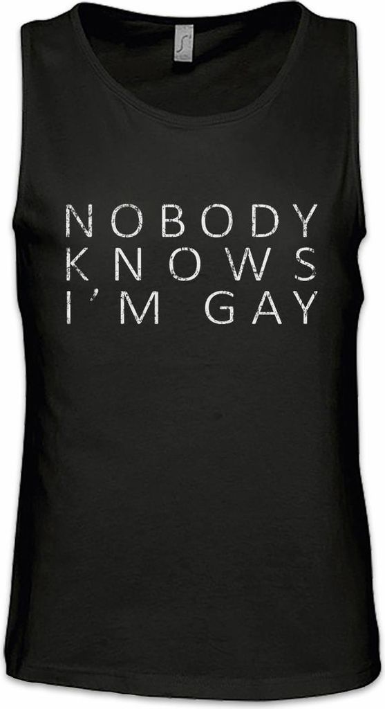 Urban Backwoods Nobody Knows I'm Gay, Ärmelloses T-Shirt, Farbe: Schwarz, Größe: 2XL
