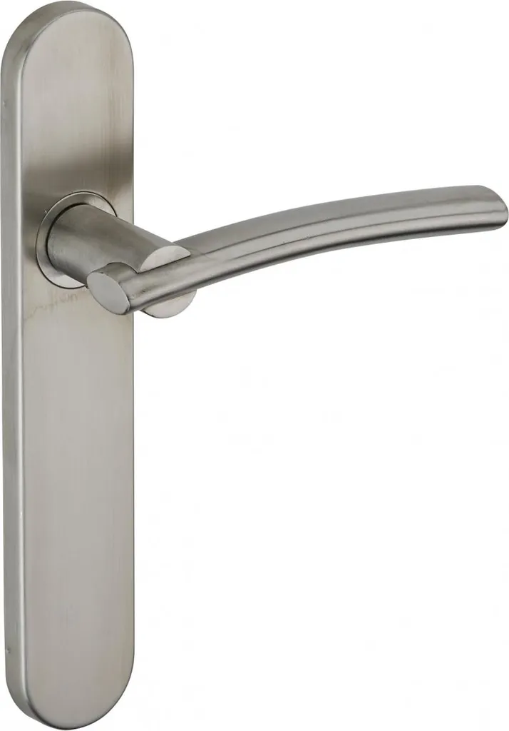 Ensemble de béquilles Poseidon sur plaque inox pour porte intérieure 195mm