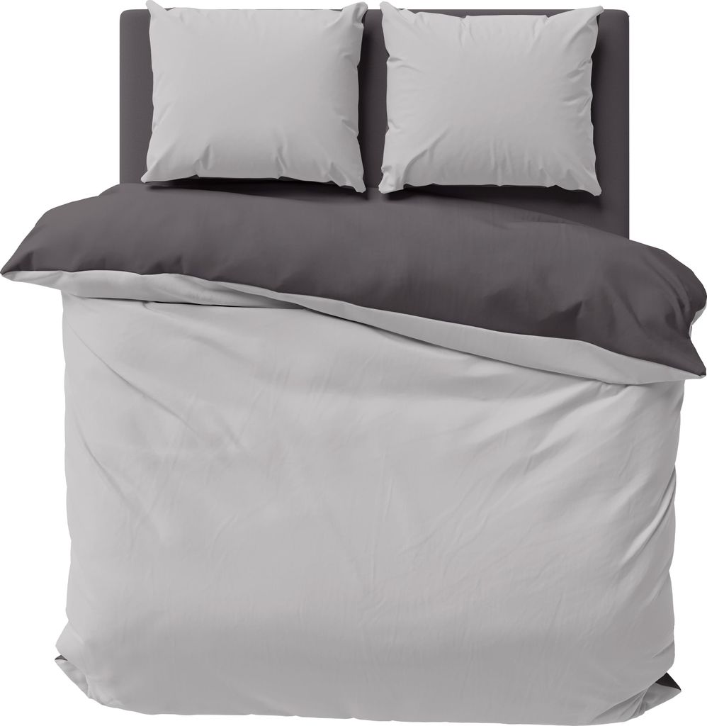 Bettwäsche 200x200 cm grau silber anthrazit Uni Doppelbett Produktbild 