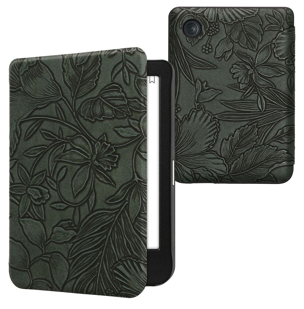 kwmobile Schutzhülle für Kobo Clara BW / Clara Colour / Tolino Shine (5) / Shine Color Hülle - eReader Flip Case mit Auto Sleep Funktion - Blume...