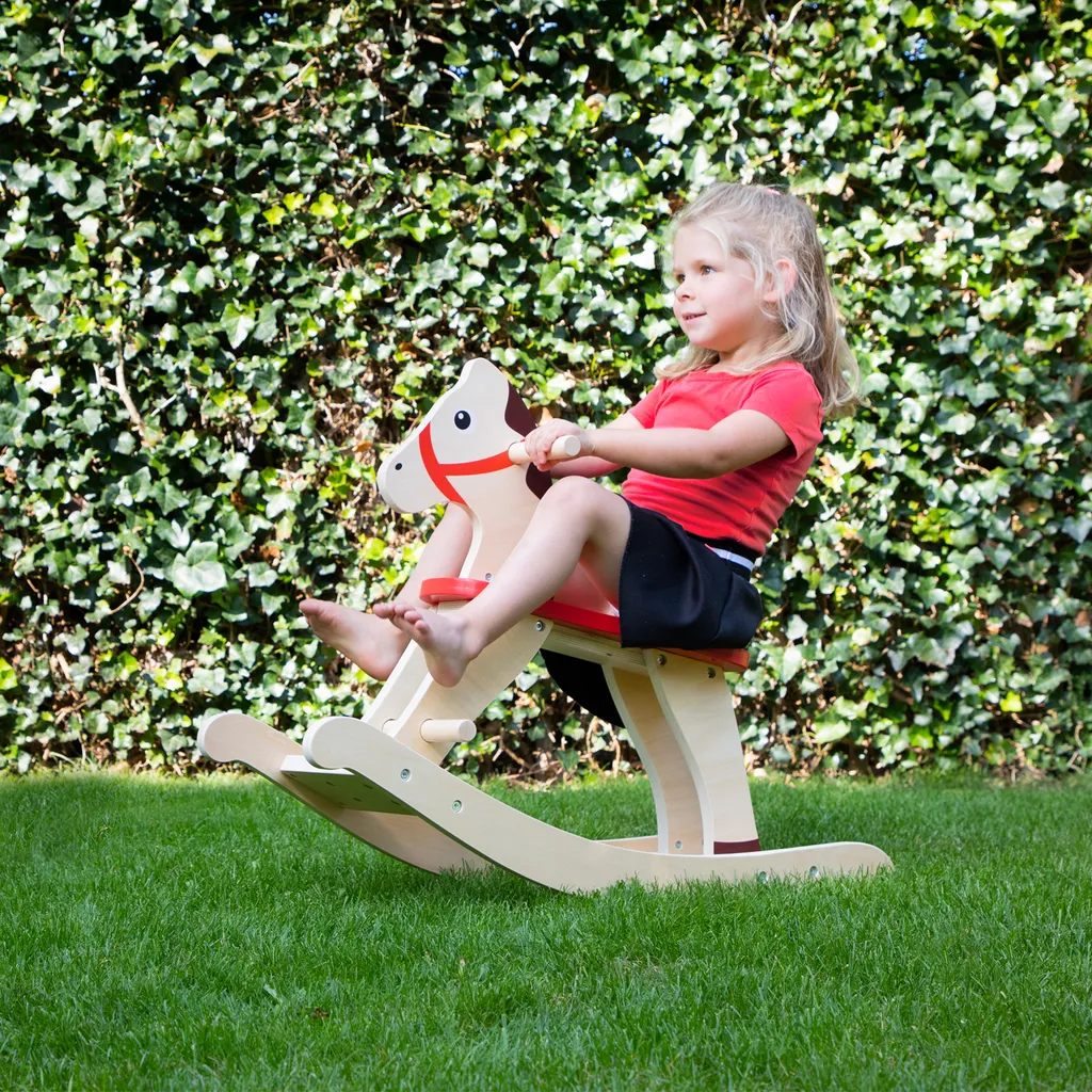 Cheval à bascule en bois naturel robuste - Design classique de qualité - 5