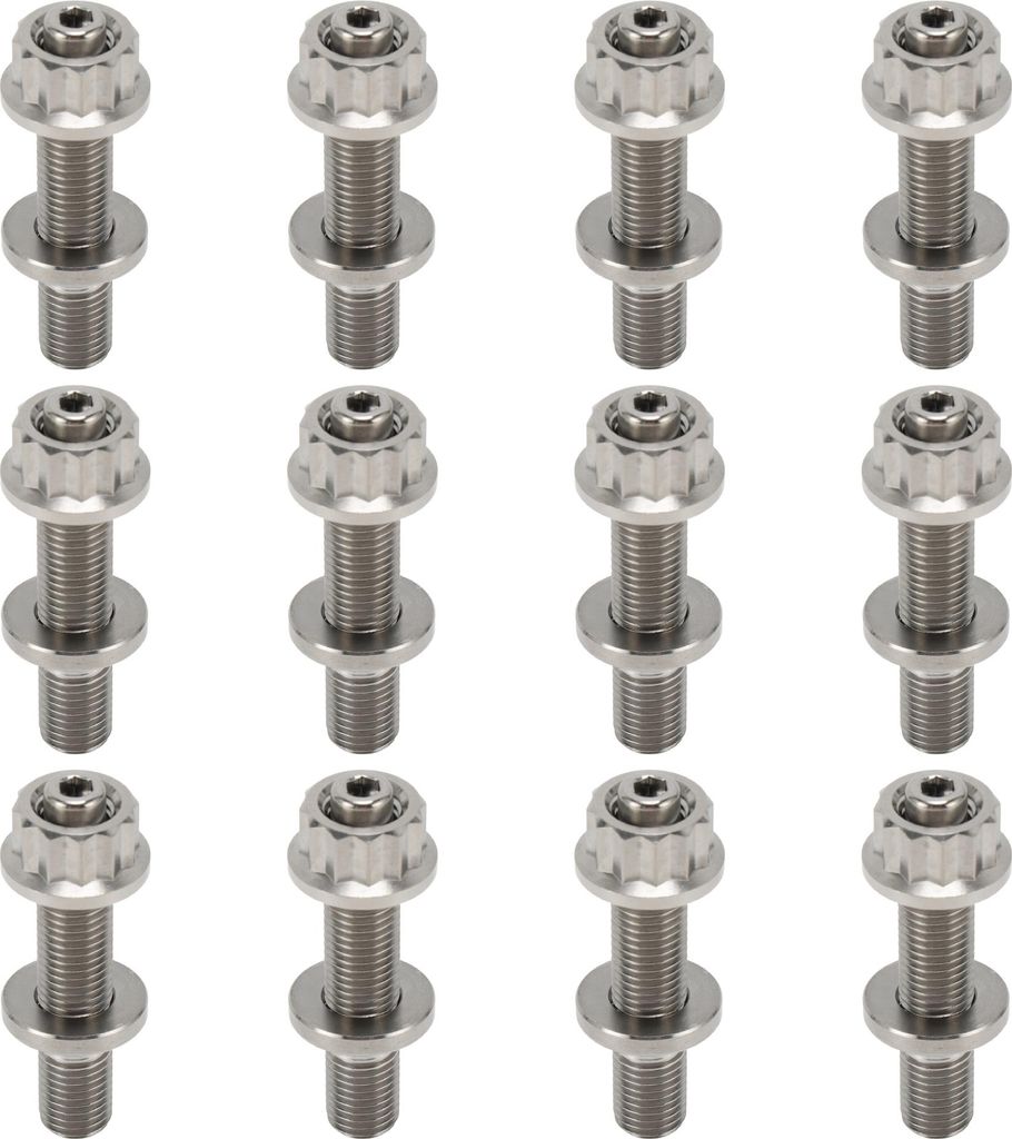 12 Satz Titanium Legierung Auspuffkrümmer Schraube M10 X 54mm Steigung 1.25 Auspuffkrümmer Bolzen Kit Schrauben Muttern Unterlegscheiben Silber Ton