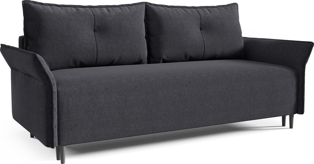 Modernes Sofa AVEN 208x83 cm Couch Schlafffunktion mit Bettkasten Farbe: Neve 97 Anthrazit