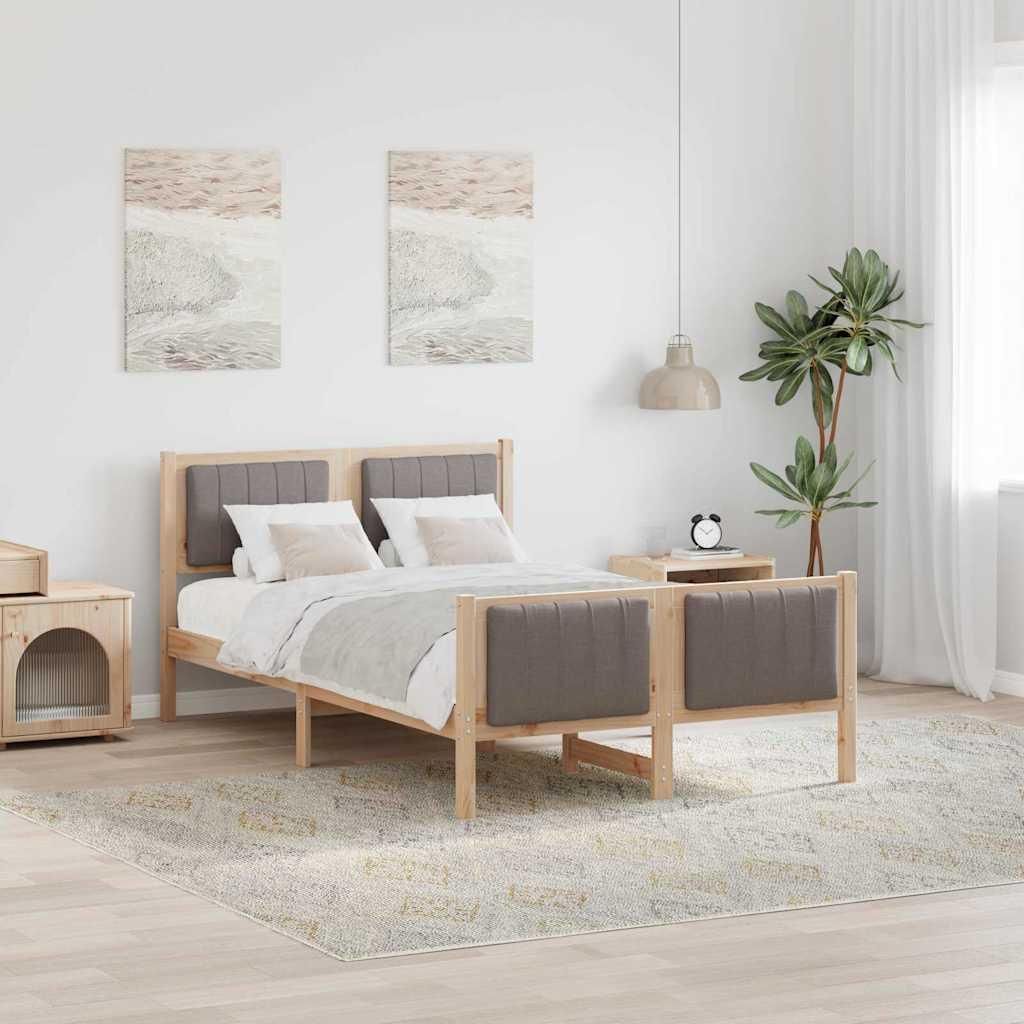 Maison Exclusive - Bettgestell Braun und Taupe 120 x 190 cm Massivholz Kiefer