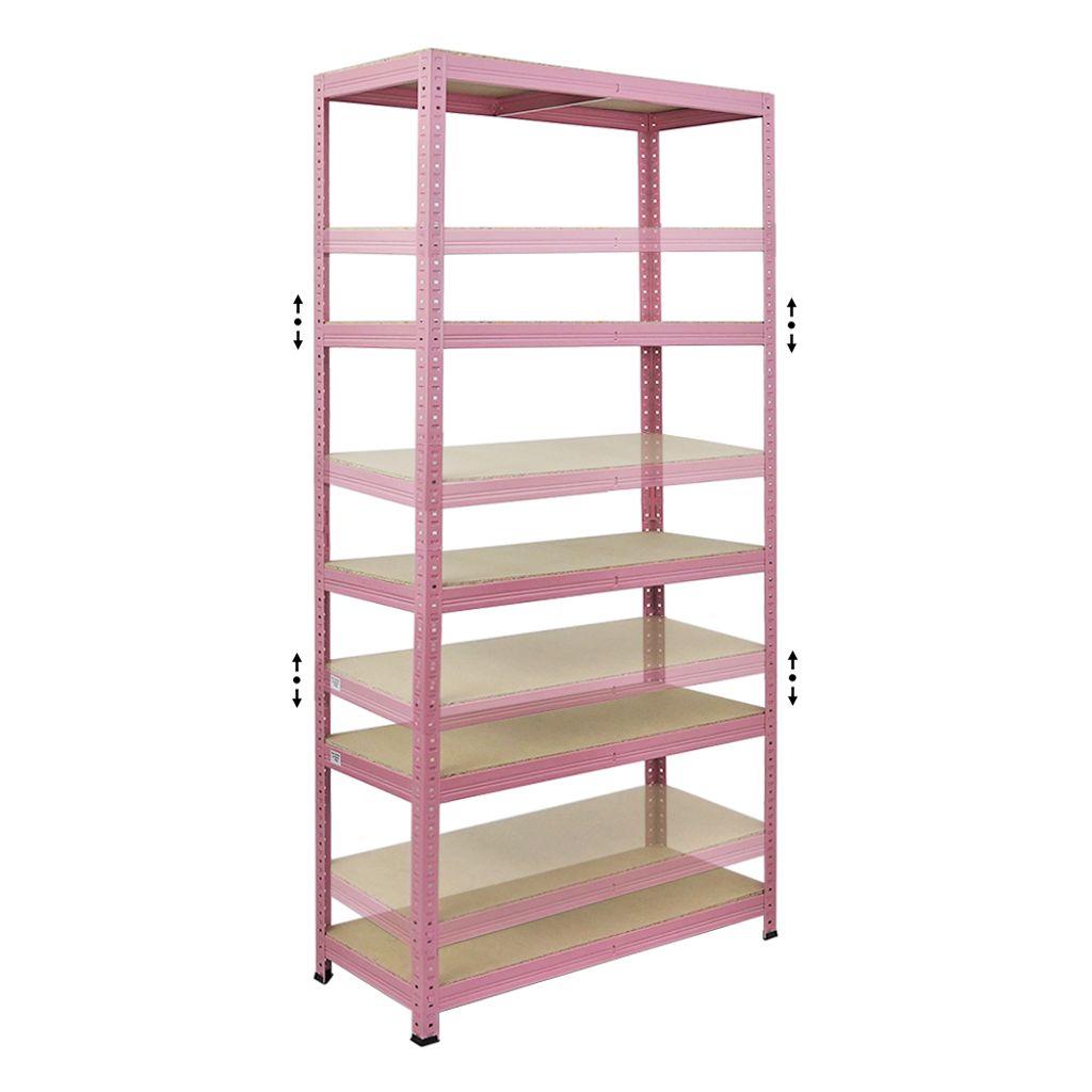 Mega Deal | 3x Schwerlastregal PINK LADY | HxBxT 180x90x40cm| Fachlast 175kg | 5 Ebenen | Pink