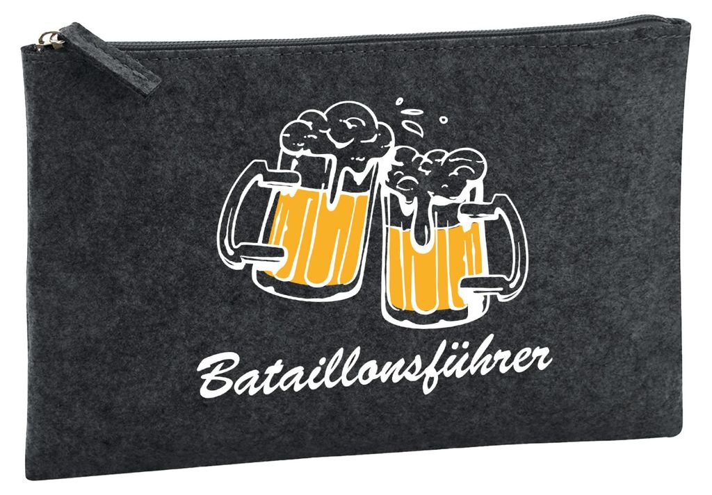 Huuraa Kulturbeutel Bataillonsführer Schützenfest 1 Liter Charcoal Filz Kosmetiktasche Geschenkidee