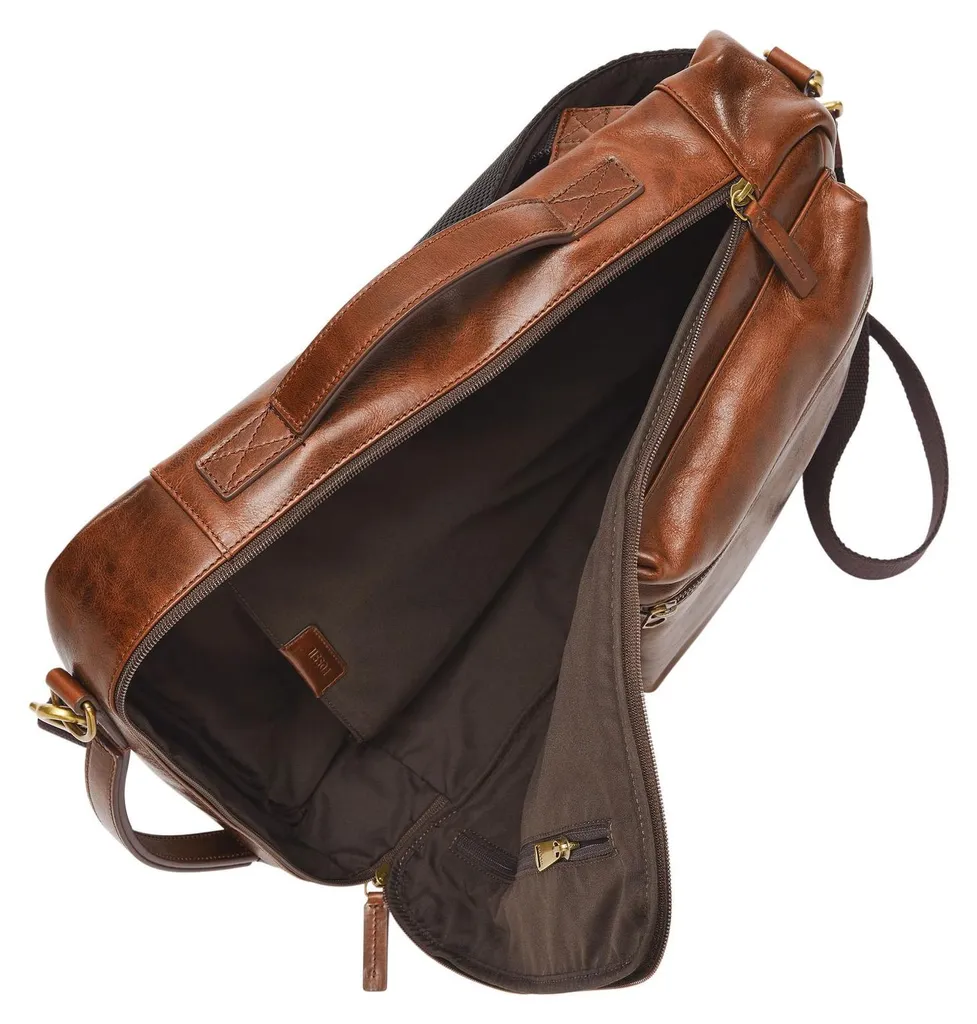 Fossil Buckner Backpack Sac à dos ordinateur en cuir Cognac authentique