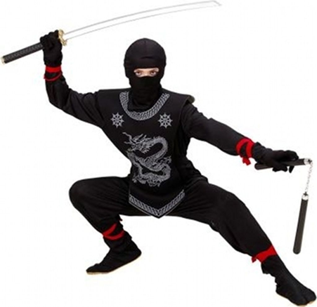 Kinderkostüm Black Ninja, Oberteil Hose Brustschutz, Maske Produktbild 