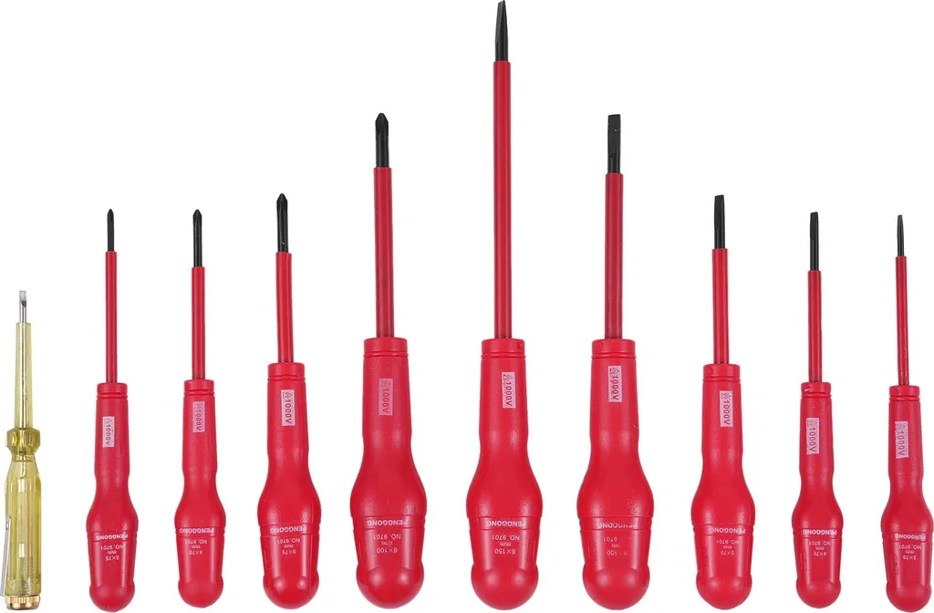 Jeu de tournevis isolés 1000V antidérapants - 9 pièces acier Chrome