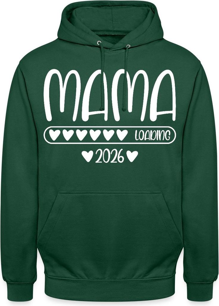 Spreadshirt Werdende Mama 2026 loading Mom to be Uni Hoodie, S, Flaschengrün